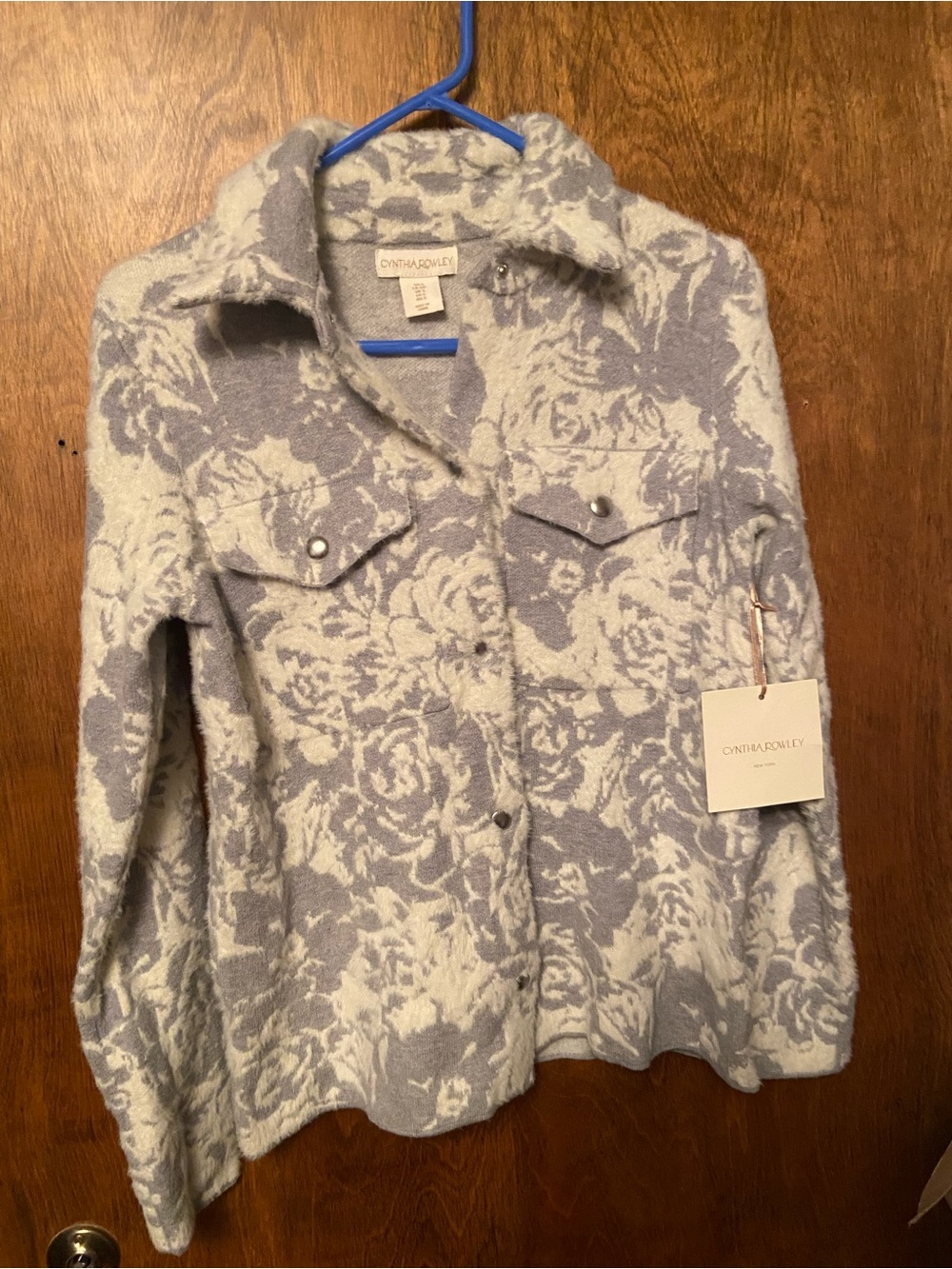 Cynthia Rowley Lavender and Cream Floral Button-Front Shacket